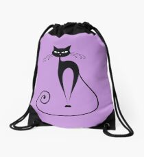 Black cat silhouette Drawstring Bag