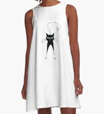 Black cat silhouette A-Line Dress
