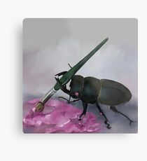 Beetle Holding a Paintbrush - Spike the Beetle Metal Print