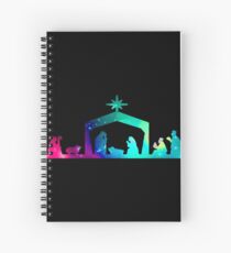 Christmas Nativity Scene- Coloured Spiral Notebook