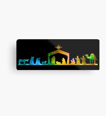 Christmas Nativity Scene- Coloured Metal Print