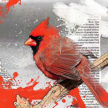 Cardinal Sticker, Red Cardinal Art, Red Bird, Vinyl Waterproof