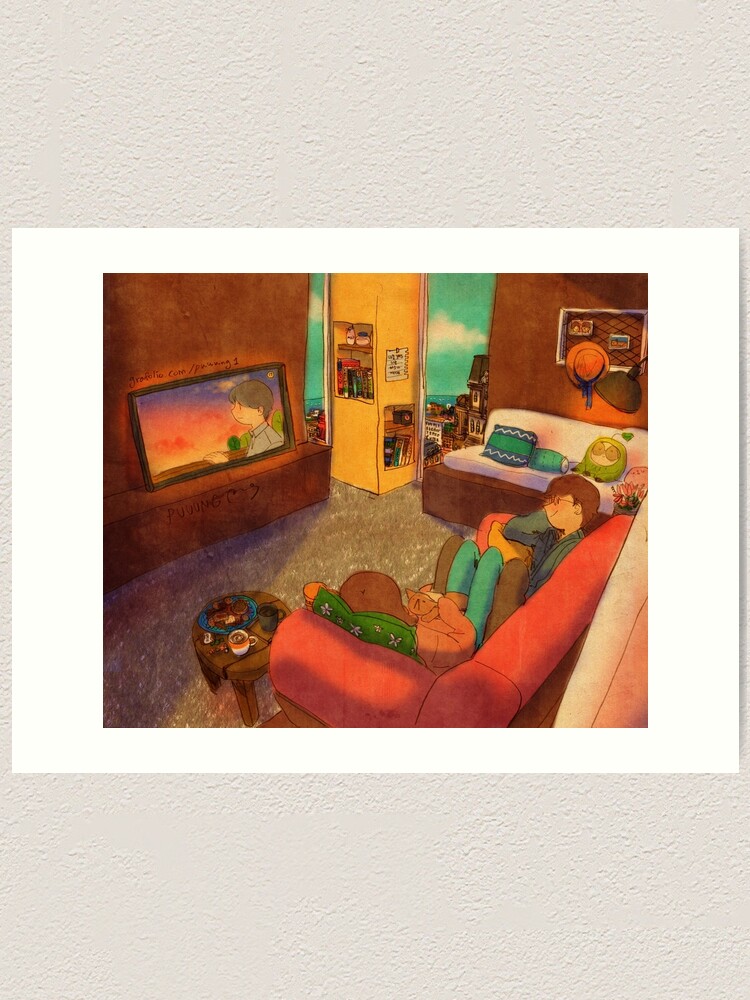 Alternate view of Watching TV Art Print
