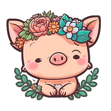 Kawaii Pig Flower Cushion