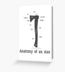 Anatomie einer Holzfälleraxt Grußkarte