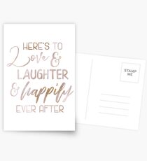 Rose Gold Here's to Love - Wedding Sign Fairytale Quote Gift Postcards