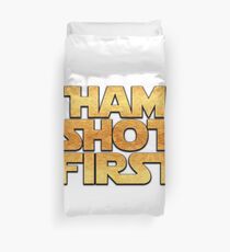 Ham Shot First Sticker & T-Shirt - Gift For Star & Wars Lover Duvet Cover