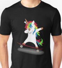 Abtupfendes Einhorn-Skateboard-T-Shirt Skaten-T-Stück Slim Fit T-Shirt