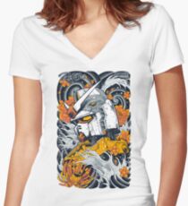 Gundam Tailliertes T-Shirt mit V-Ausschnitt
