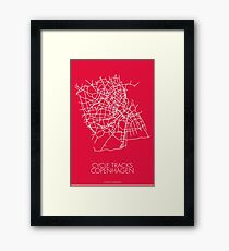 Map of Cycle Tracks - Copenhagen (Red) Framed Print