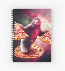 Funny Space Sloth With Pizza Spiral Notebook