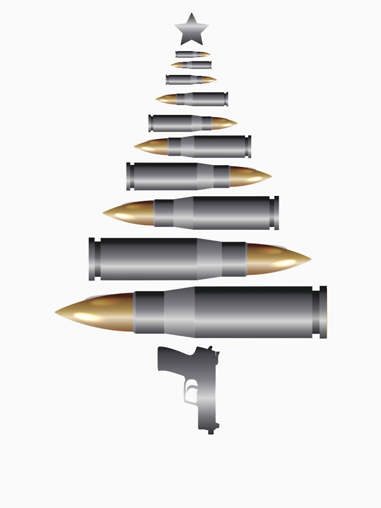 "Christmas Tree with Gun and Bullets TShirt" Men’s Premium TShirt by