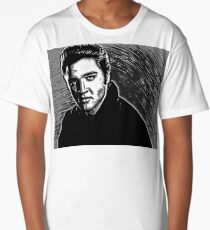 Elvis Presley in Pen and Ink - © Doc Braham; All Rights Reserved Long T-Shirt