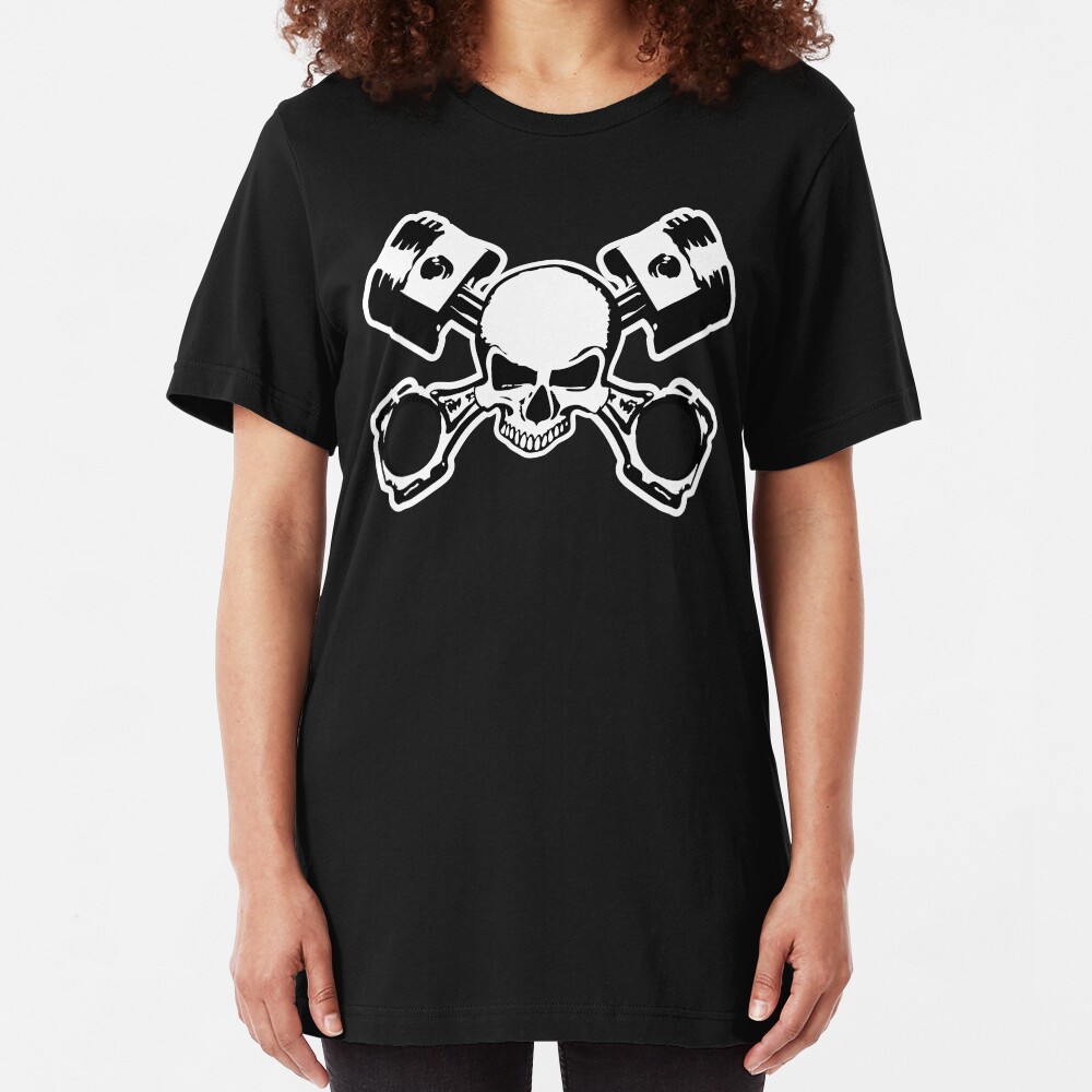Skull and Crossed Pistons Slim Fit T-Shirt