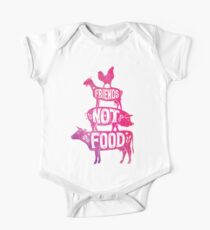 Friends Not Food - Vegan Vegetarian Animal Lovers T-Shirt - Vintage Distressed One Piece - Short Sleeve