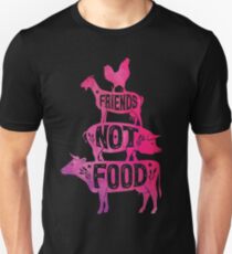 Friends Not Food - Vegan Vegetarian Animal Lovers T-Shirt - Vintage Distressed Slim Fit T-Shirt