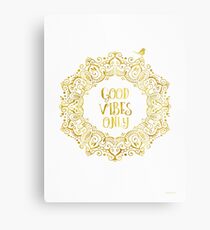 Good Vibes Only Golden Metal Print