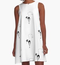Black cat silhouette A-Line Dress