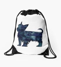 Mochila saco Yorkie raza de perro negro acuarela silueta