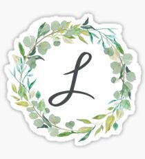 Letter L Leafy Wreath Monogram Sticker