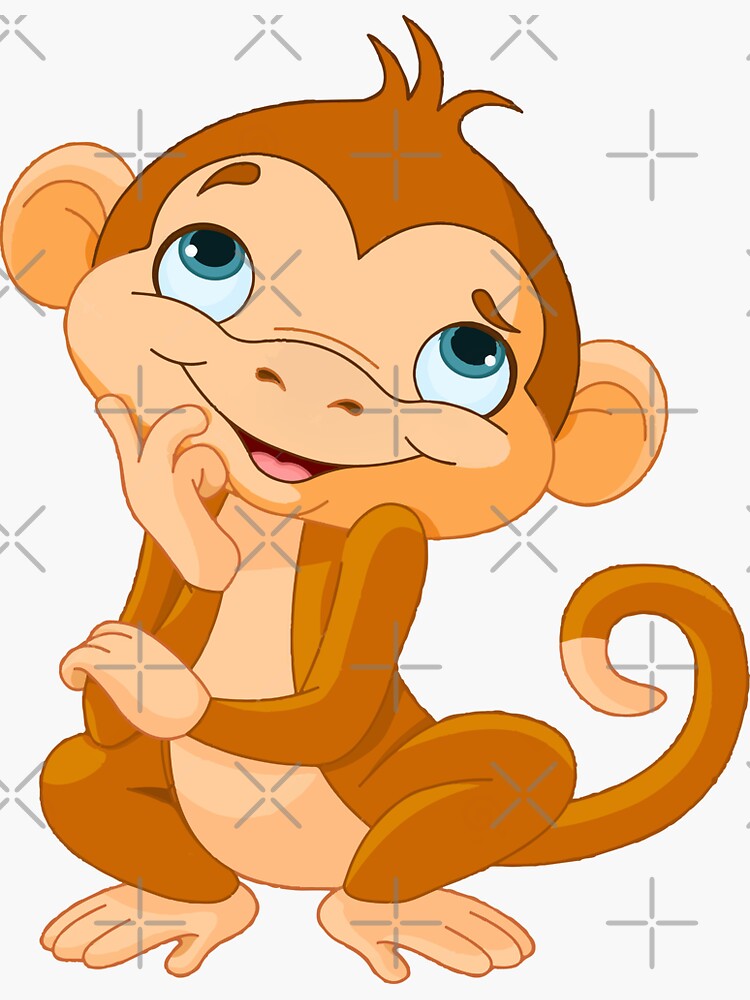 "Cute Smiling Monkey Emoji " Sticker by PrintPress | Redbubble