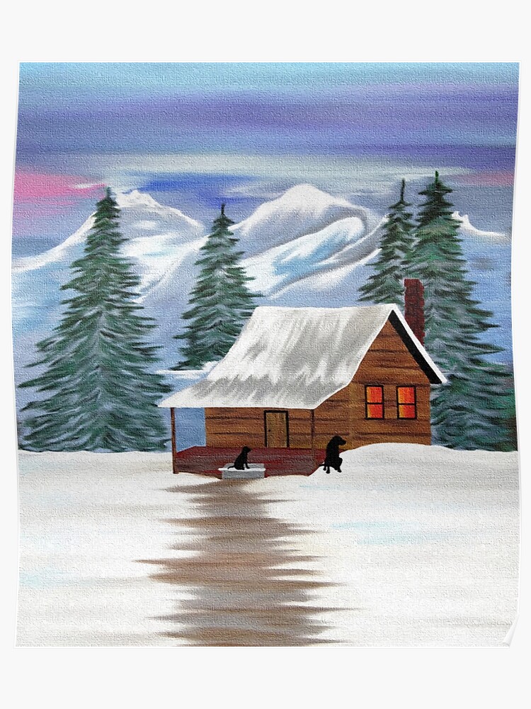 Cabin In The Woods Black Labrador Poster By Blackdogartjudy