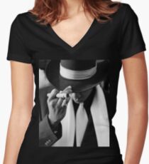 Jay-z B/W Women's Fitted V-Neck T-Shirt