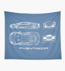 The Aventador Blueprint Wall Tapestry