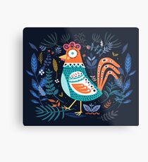 Blue Floral Roster Metal Print