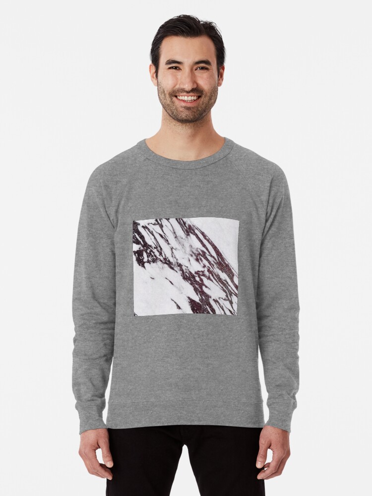 Deep Burgundy Rose Gold Marble Lightweight Sweatshirt By Roseaesthetic