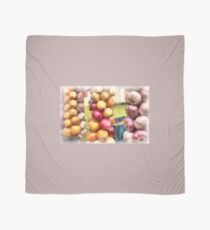 Decorative onions hanging on a string on a farmers market Scarf