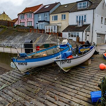 Crab fishing boats on the wooden slipway Mini Skirt for Sale by