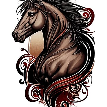 Tribal horse head tattoo posters for the wall • posters personage, mustang,  steed