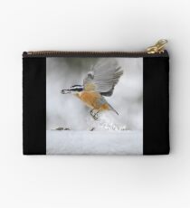 Nuthatch in flight Zipper Pouch