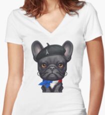 From Paris with Woof! Women's Fitted V-Neck T-Shirt
