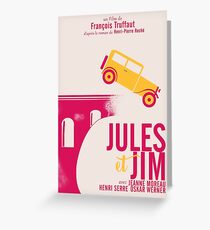 Jules et Jim, minimalist movie poster for François Truffaut film with Jeanne Moreau (french new wave cinema) Greeting Card