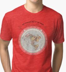 Flat Earth Society World Map Tri-blend T-Shirt