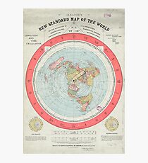 Flat Earth Society World Map Photographic Print