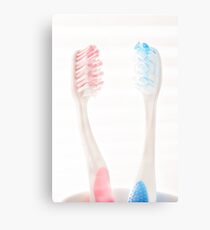 Pink toothbrush, Blue toothbrush Metal Print