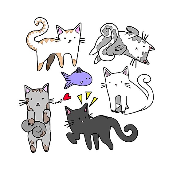 "Cute kawaii japanese cartoon cats " Photographic Print by ...