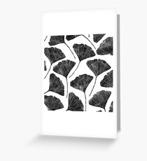 Ginkgo biloba, Lino cut nature inspired leaf pattern Greeting Card