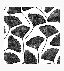 Ginkgo biloba, Lino cut nature inspired leaf pattern Photographic Print
