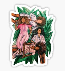 Pegatina Chicas en una manta de hierba
