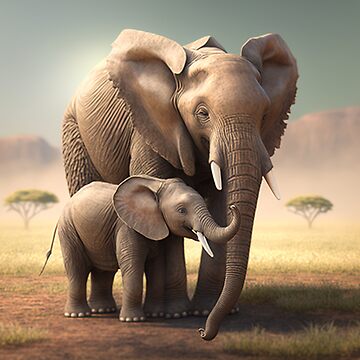 Elephant Baby and Mother_ - High quality Poster - Photowall