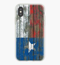 Flag of Texas on Rough Wood Boards Effect iPhone Case