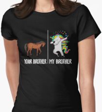 Camiseta entallada para mujer Her Brother My Brother Camiseta Unicornio Funny Dabbing Cute Dab
