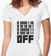 Fuck Off - Binary Code Women's Fitted V-Neck T-Shirt