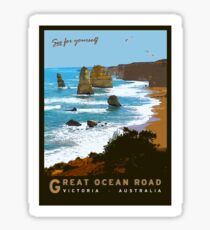 Great Ocean Road Vintage Illustration Sticker