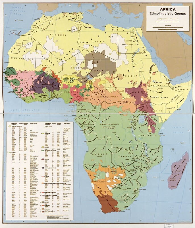 1970 - Map of Africa, Ethnolinguistic Groups