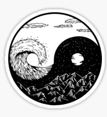 Wave and mountains Ying-Yang Sticker